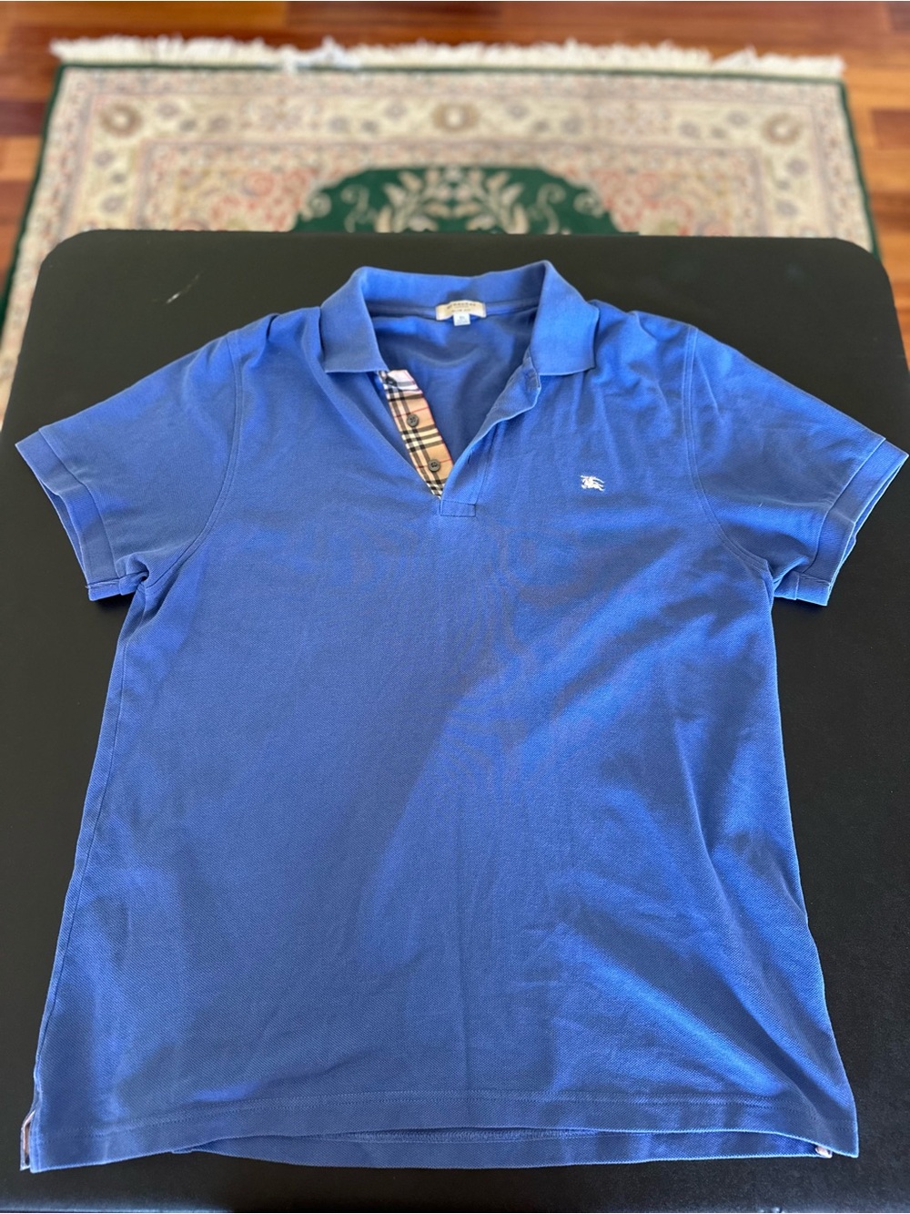 Burberry London Blue Short-Sleeve Polo Shirt Men’s Slim Fit XL